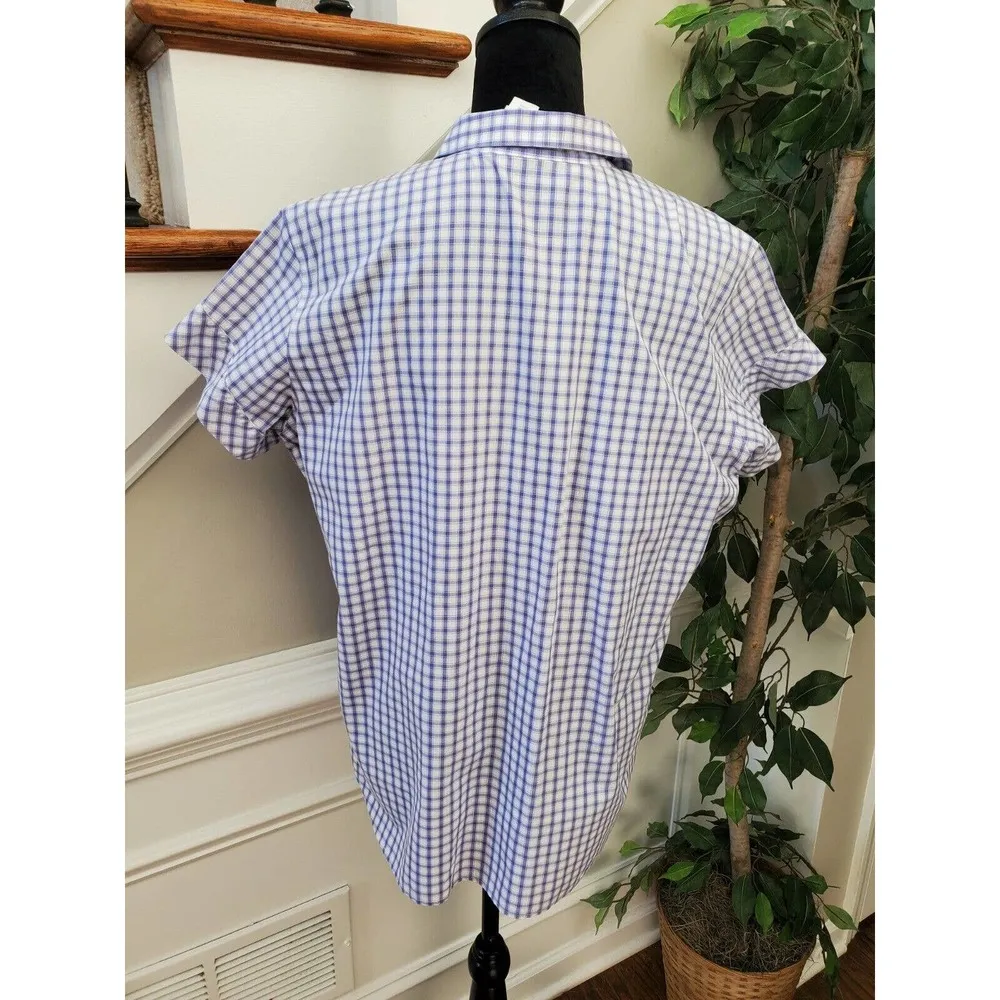 Liz Claiborne Women's Purple Cotton Collared Short Sleeve Buttons Down Shirt 16 - Image 7