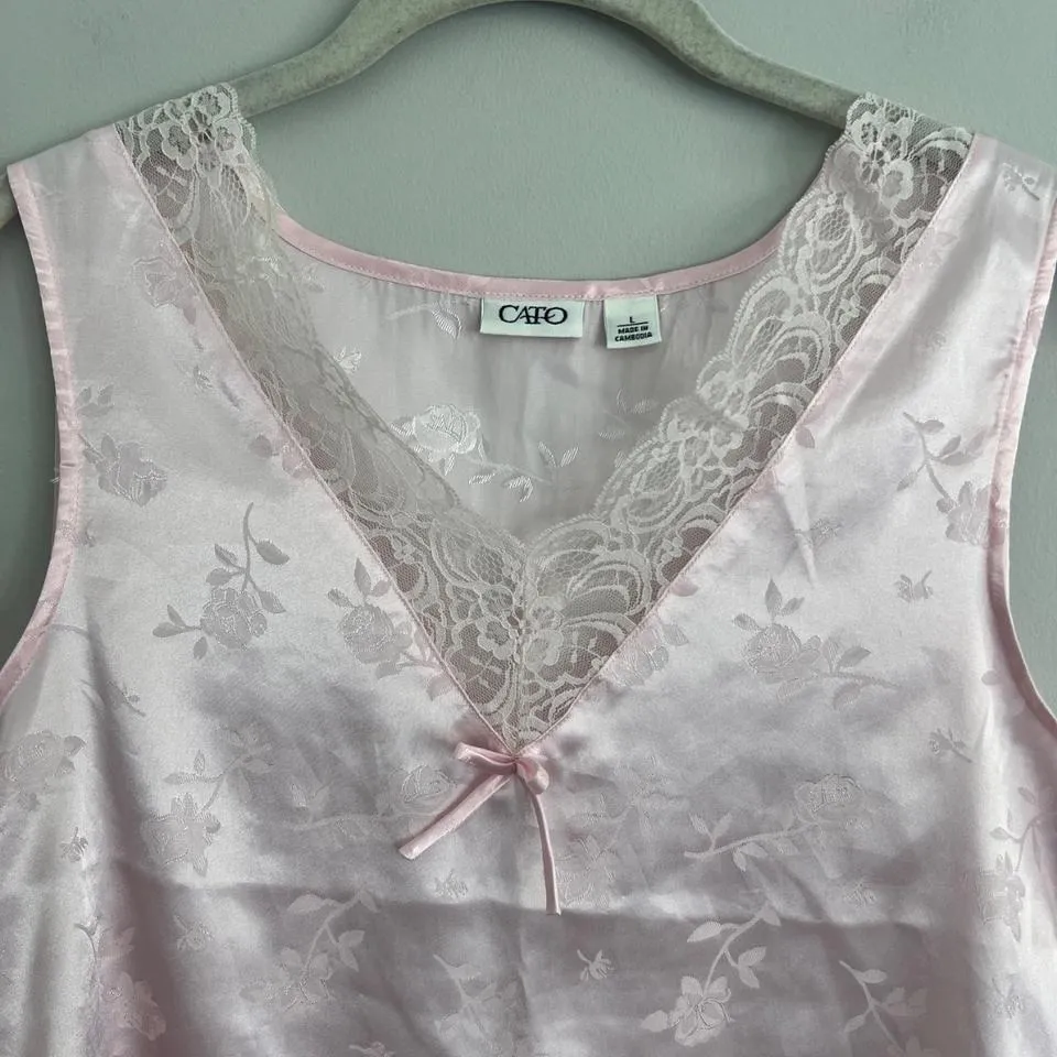VINTAGE PINK LACE‎ TRIM PAJAMA SET - Image 4