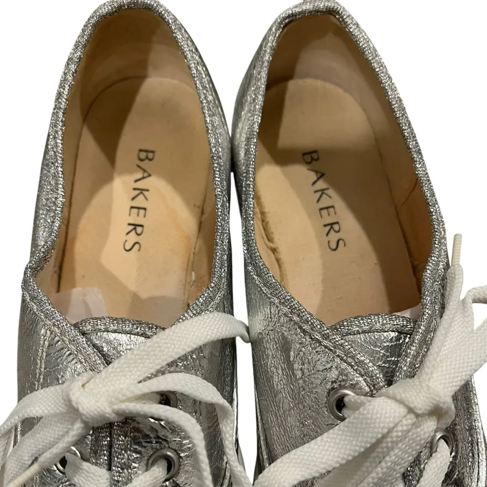 Vintage Bakers Silver Metallic Platform Lace - Image 12