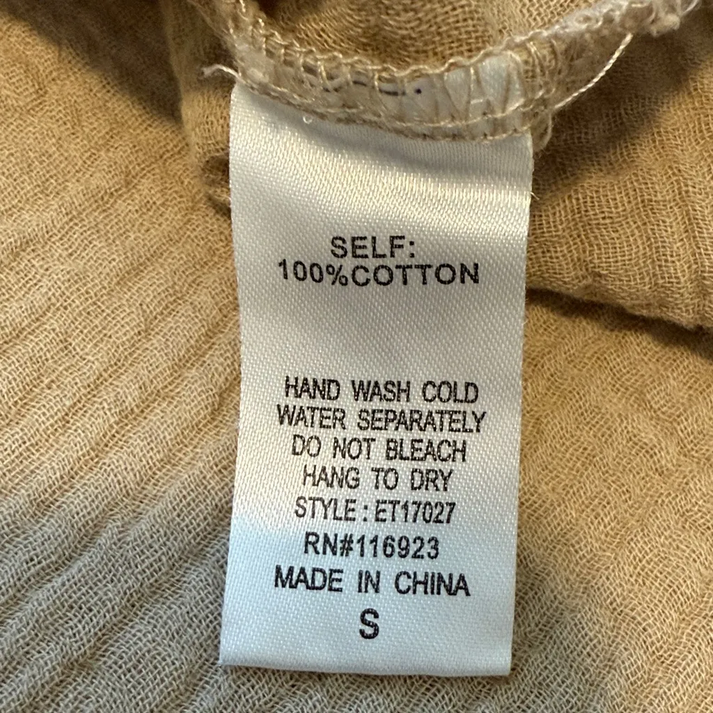 Easel tan gauze pullover top sz S - Image 5