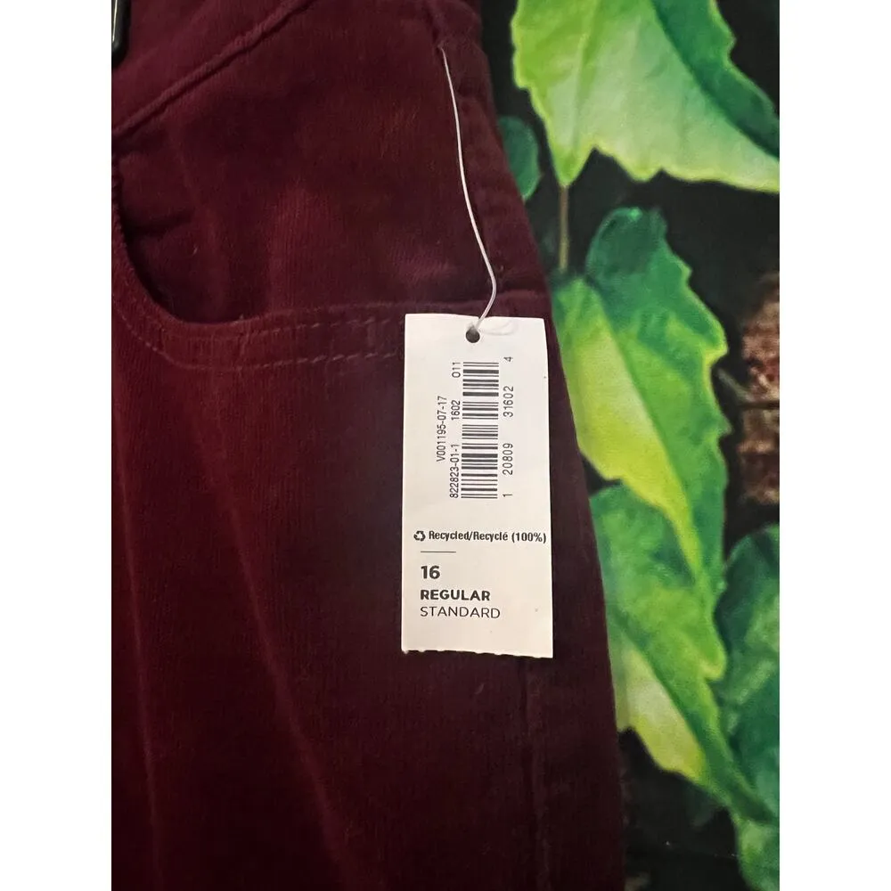 Old Navy Mid Rise Flare Ankle Corduroy Pants Women's 16 Maroon Red Stretchy NWT - Image 3