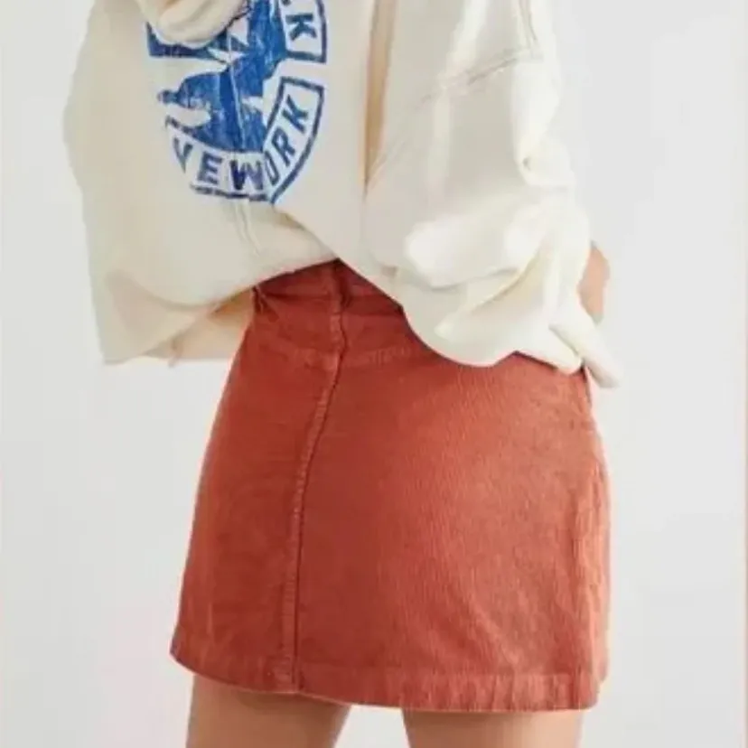 Free People Ray Corduroy Mini Skirt in Brown rust casual 8 fall classic nwt $98 - Image 2