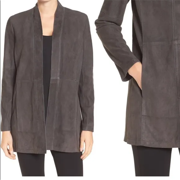 Eileen Fisher The Fisher Project Soft Suede Kimono Jacket, Cinder XS - Image 3