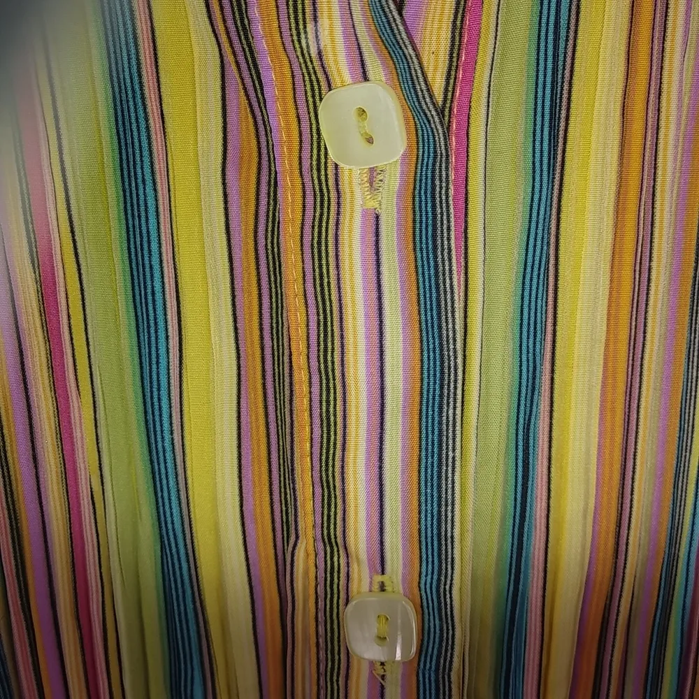 Milano 1X Mustard Rainbow Stripe Top Plus Green - Image 2