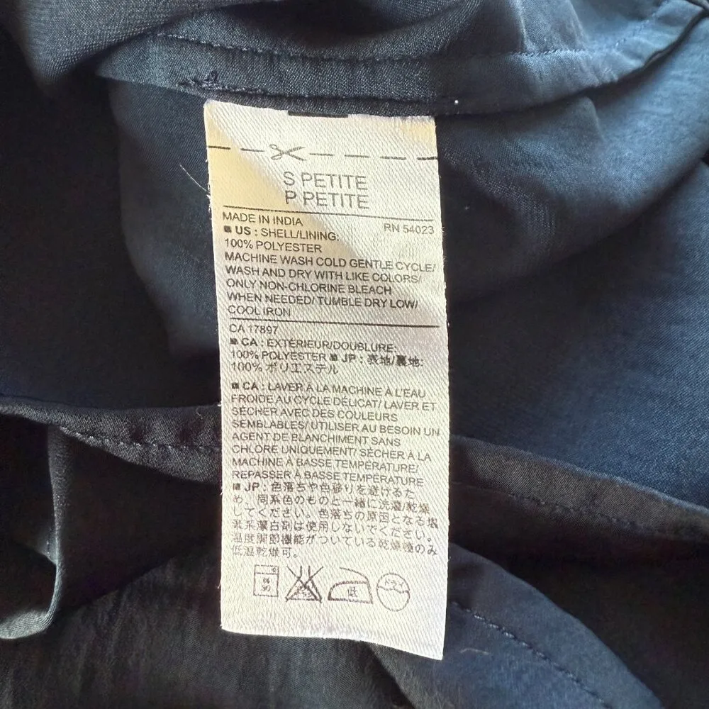 Banana Republic navy blue small petite lined pleated pullover sleeveless top - Image 9