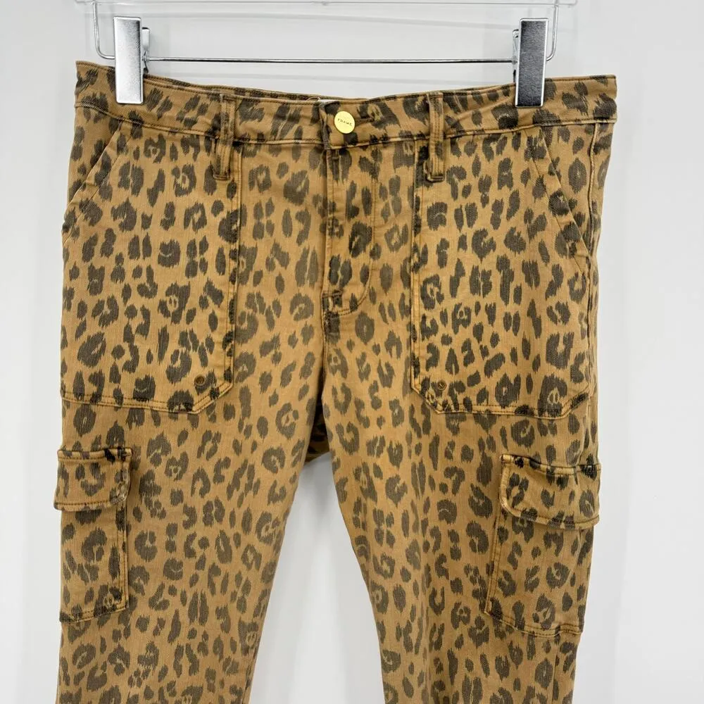 Frame denim jeans size 30 cheetah skinny cargo cropped mid rise black tan pants - Image 2