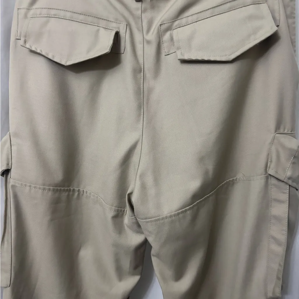 Women's Tan Boot Cut Cargo Pants Size L - Image 11