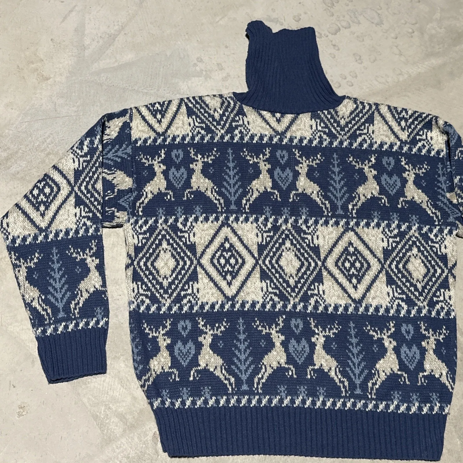 VTG 90s United States Sweaters Christmas Reindeer AOP Knit Sweater Women's M/L - Image 9