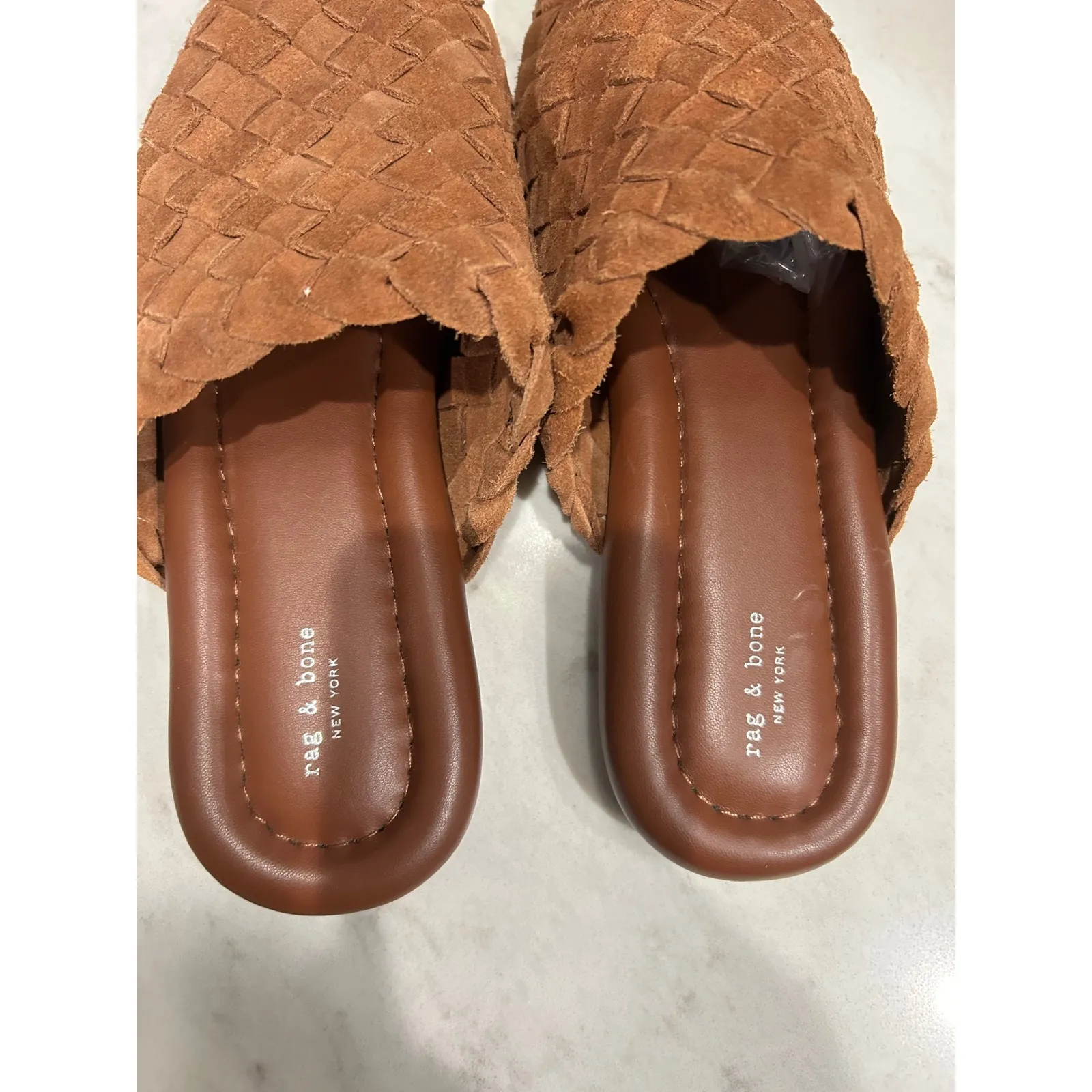 New!‎ RAG & BONE Lewis Woven Suede Slides Redwood Brown Sz 37 US 7 $395 - Image 5