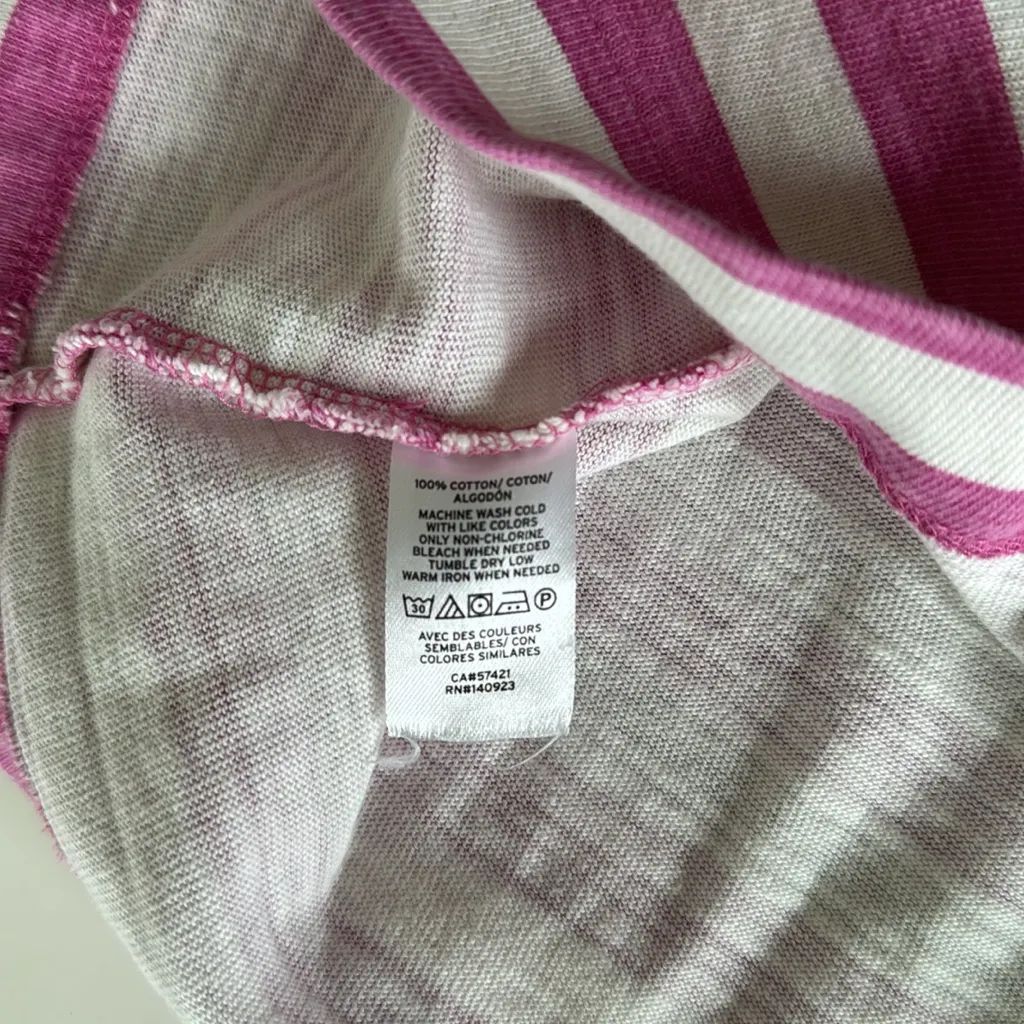 LOFT Pink White Striped Cotton Long Sleeve Boat Neck Tee T-Shirt Sz Medium - Image 5