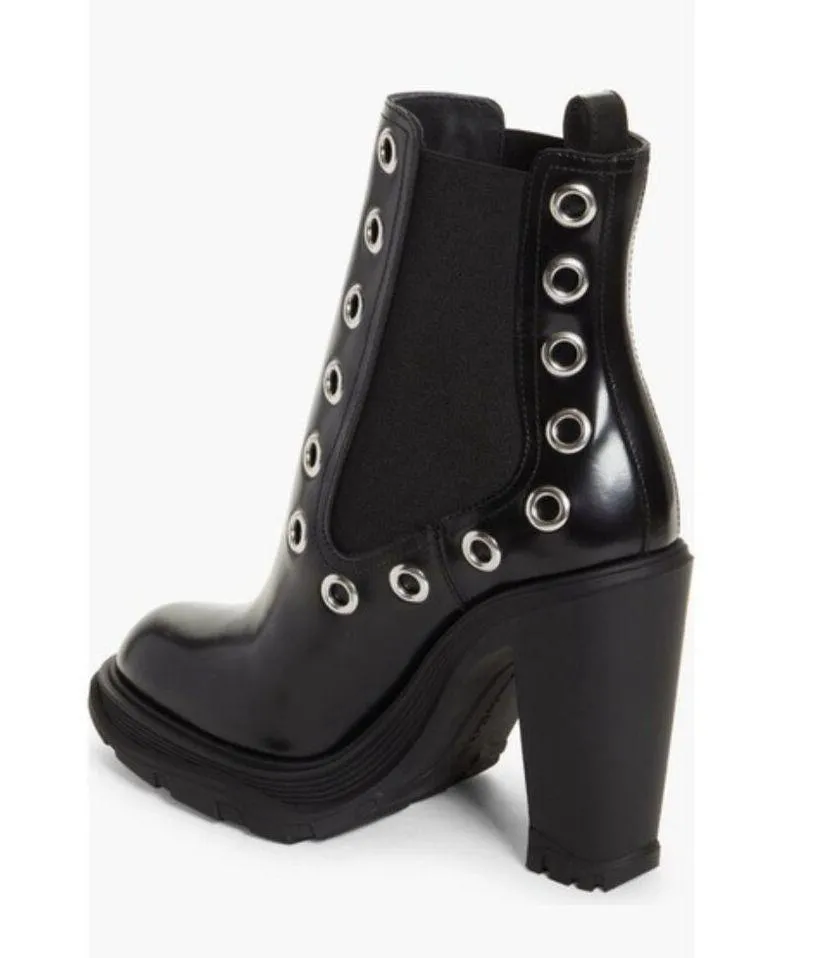 Alexander McQueen Tread Grommet Embellished Boots Black Size 35.5 NEW $1290 - Image 5