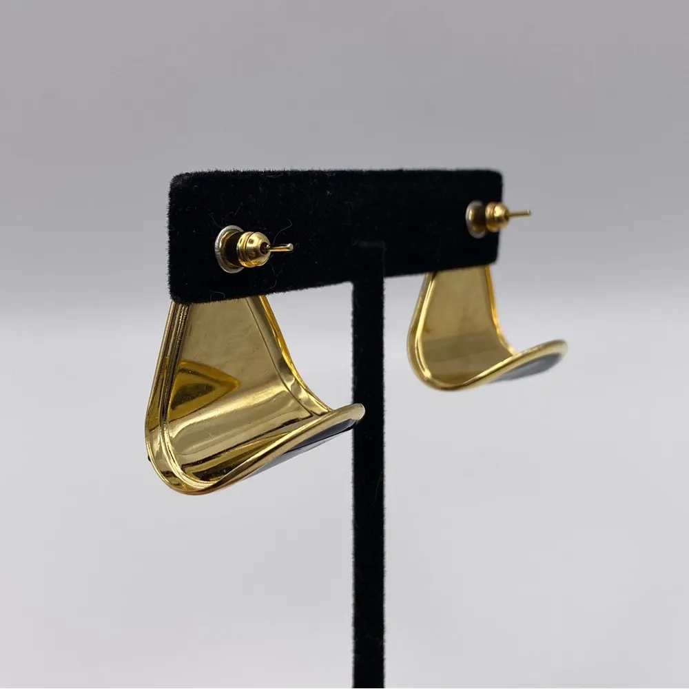 Vintage Multicolor Enamel Gold Tone
Triangle Shape Post Earrings - Image 2