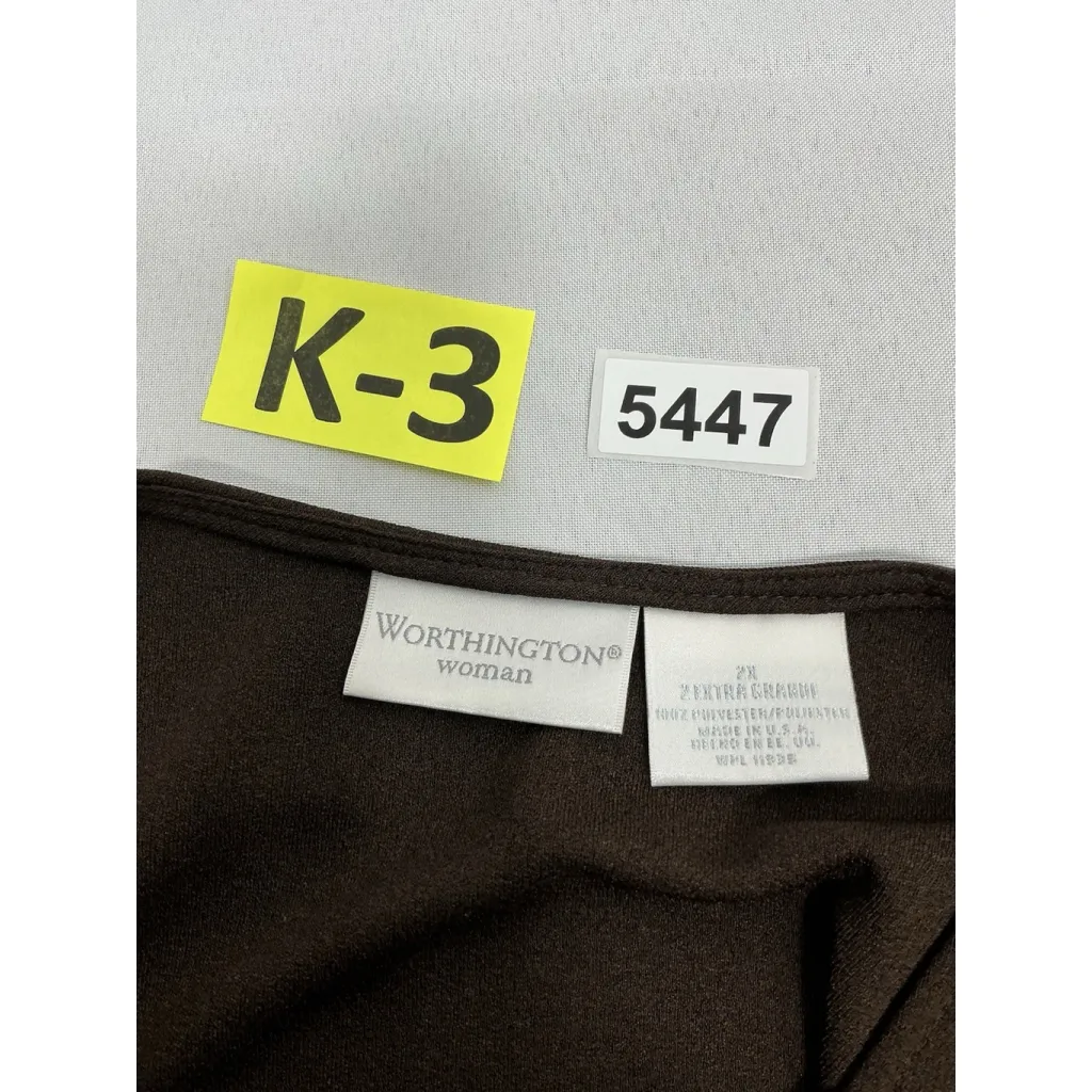 Womans Worthington Woman Cardigan Sweater 2X Brown V Neck Button Down 3/4 Sleeve - Image 3