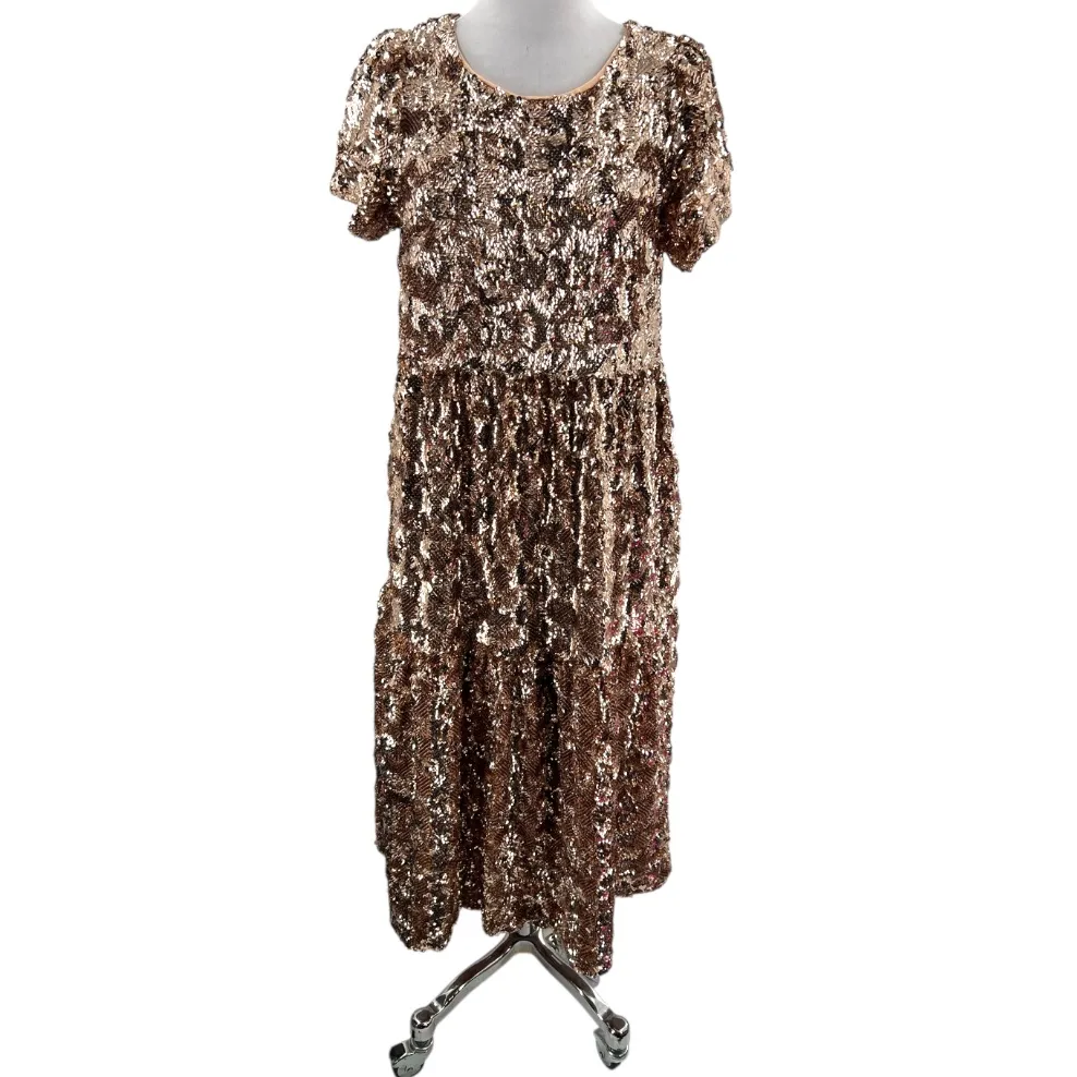 NWT Maeve Anthropologie Bernadette
Sequin metallic Midi Dress Sz S - Image 5
