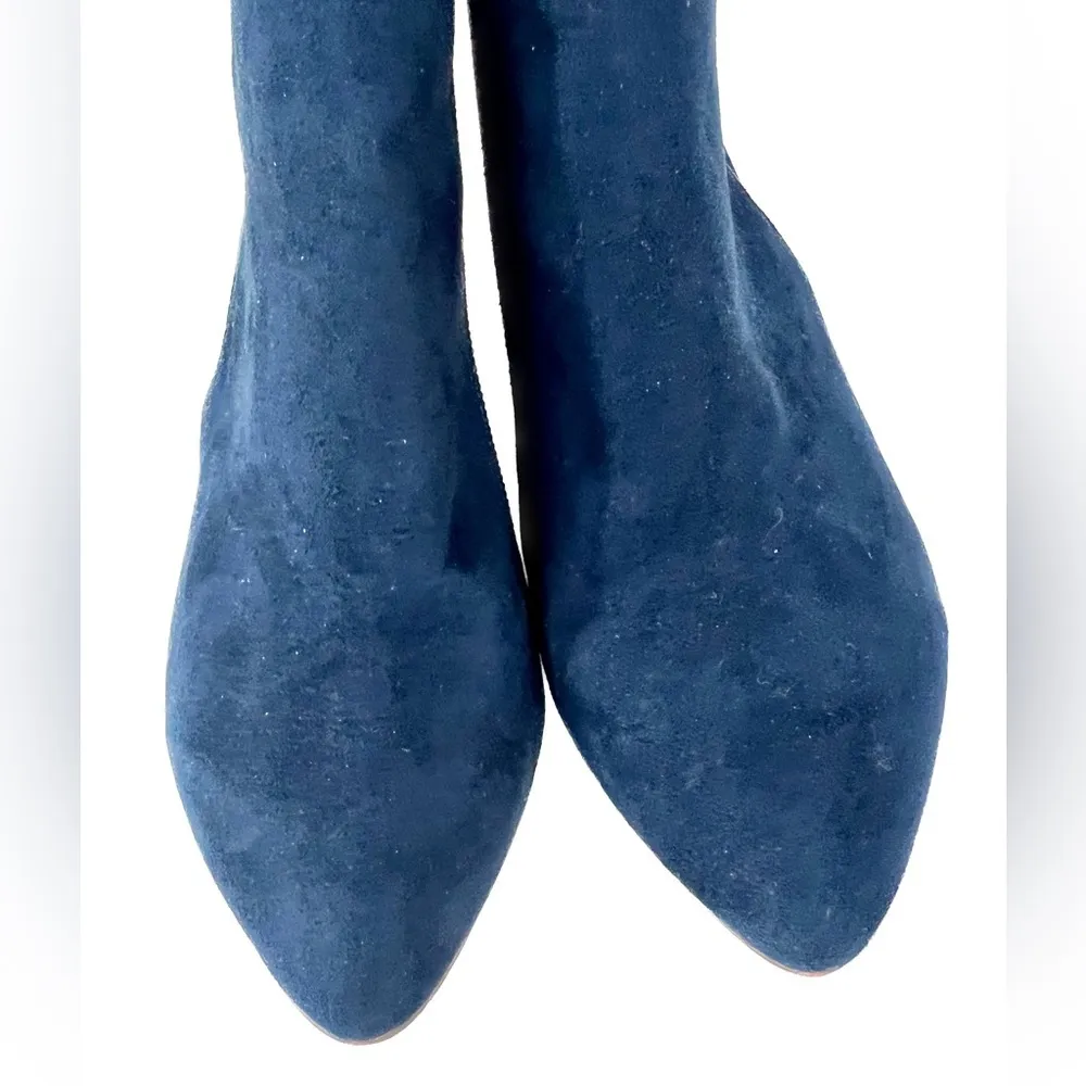 Charles David Blue Suede Open-Back Wedge India Booties - Size 6.5 - Image 3