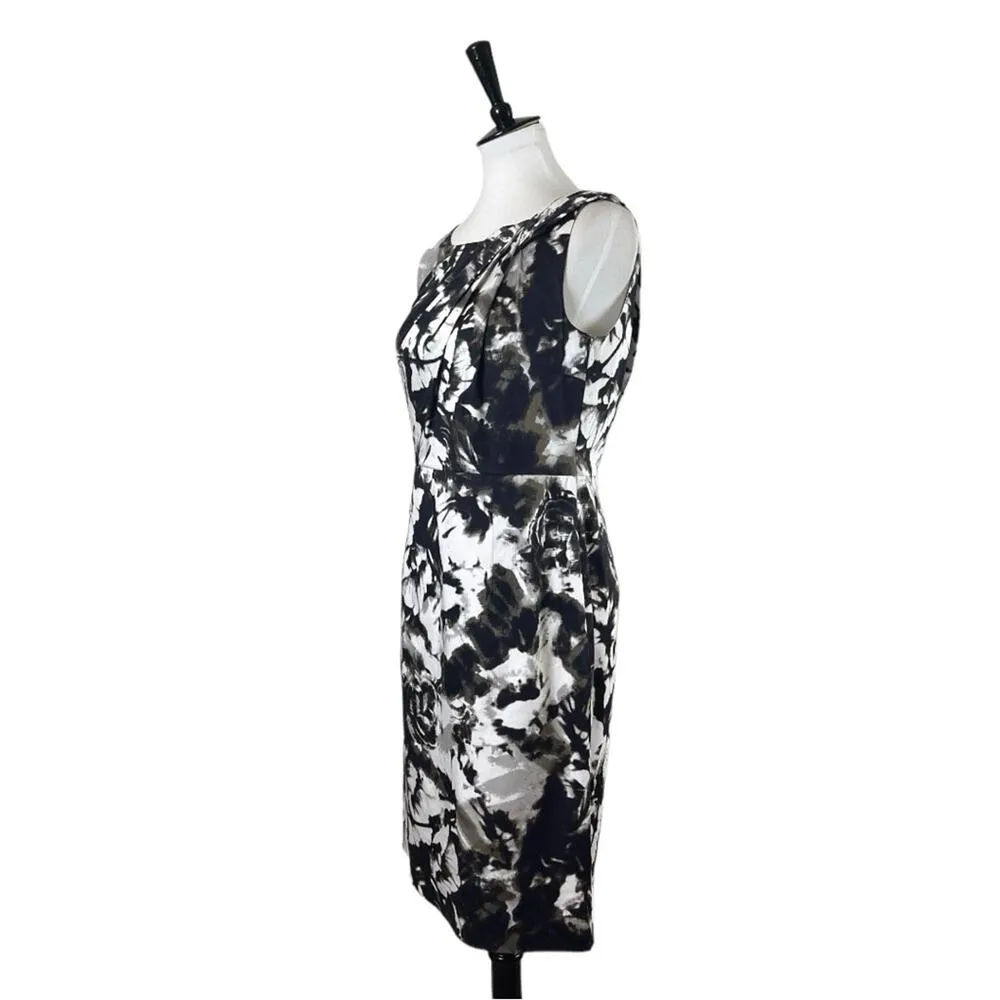 Ann Taylor Sheath Dress Sleeveless Black Cream Abstract Floral Women’s Size 6 - Image 4