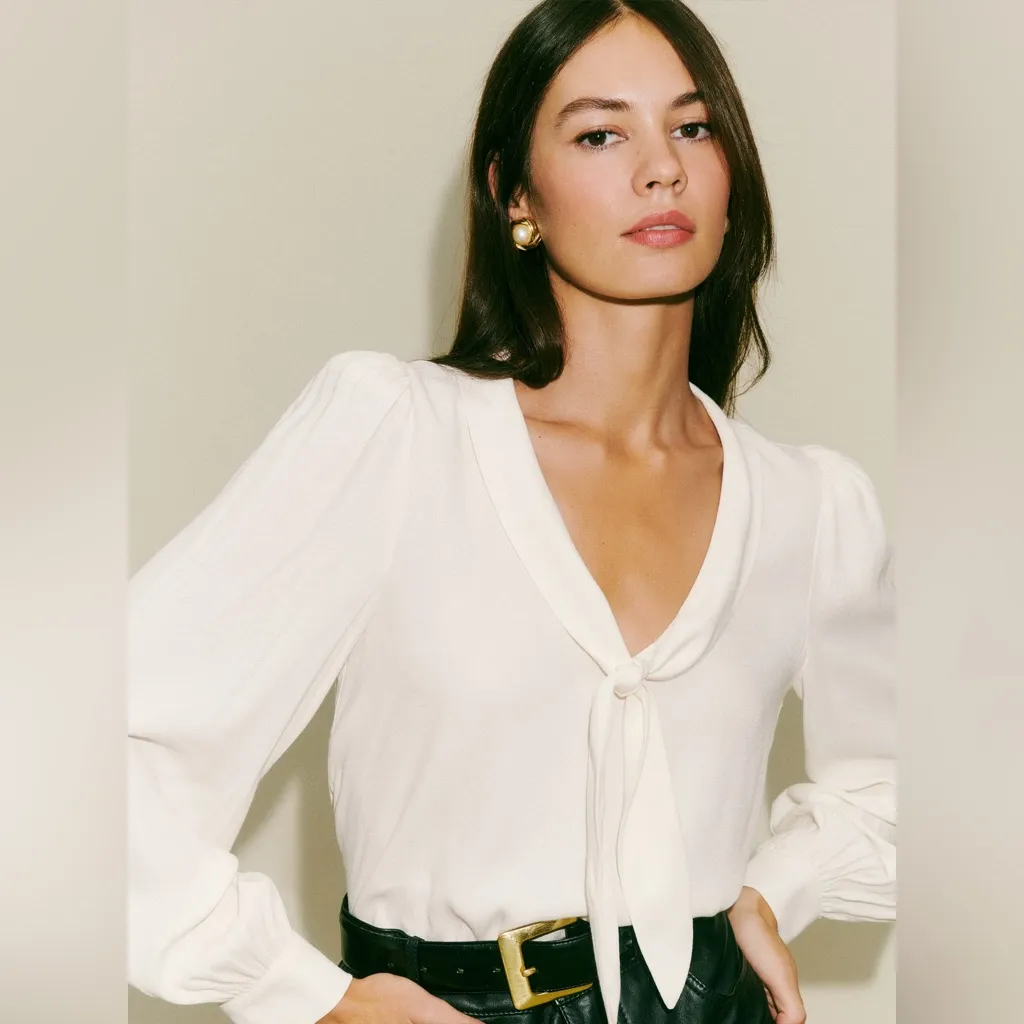 REFORMATION Anaya Tie Front Top - Image 2