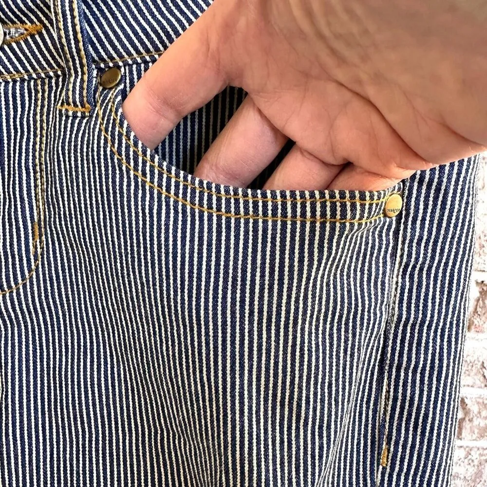 Harper Jeans Size 26 Pin Striped Navy White Skinny Straight Leg Mid Rise Cotton Blue - Image 3