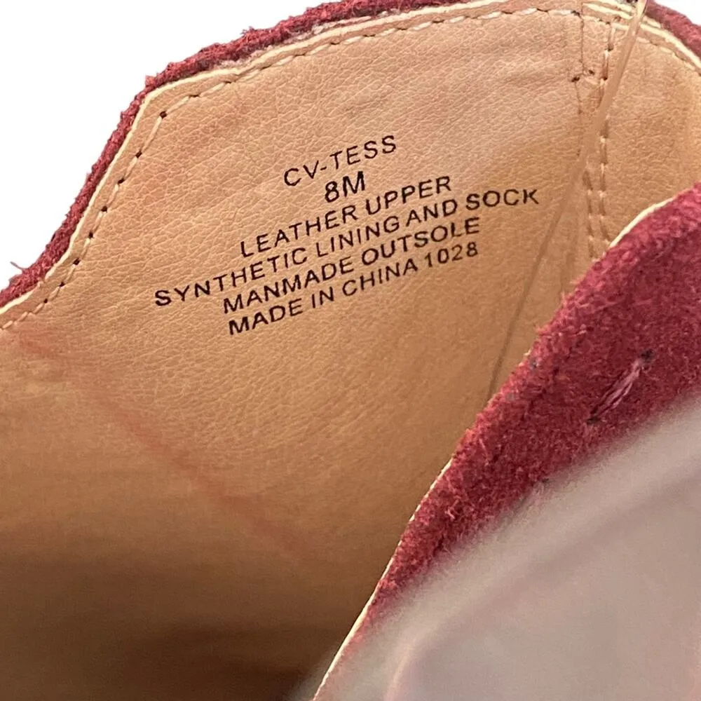 Chelsea Violet Tess Suede Burgundy Mule Open Toe Block Heel size 8 - Image 4
