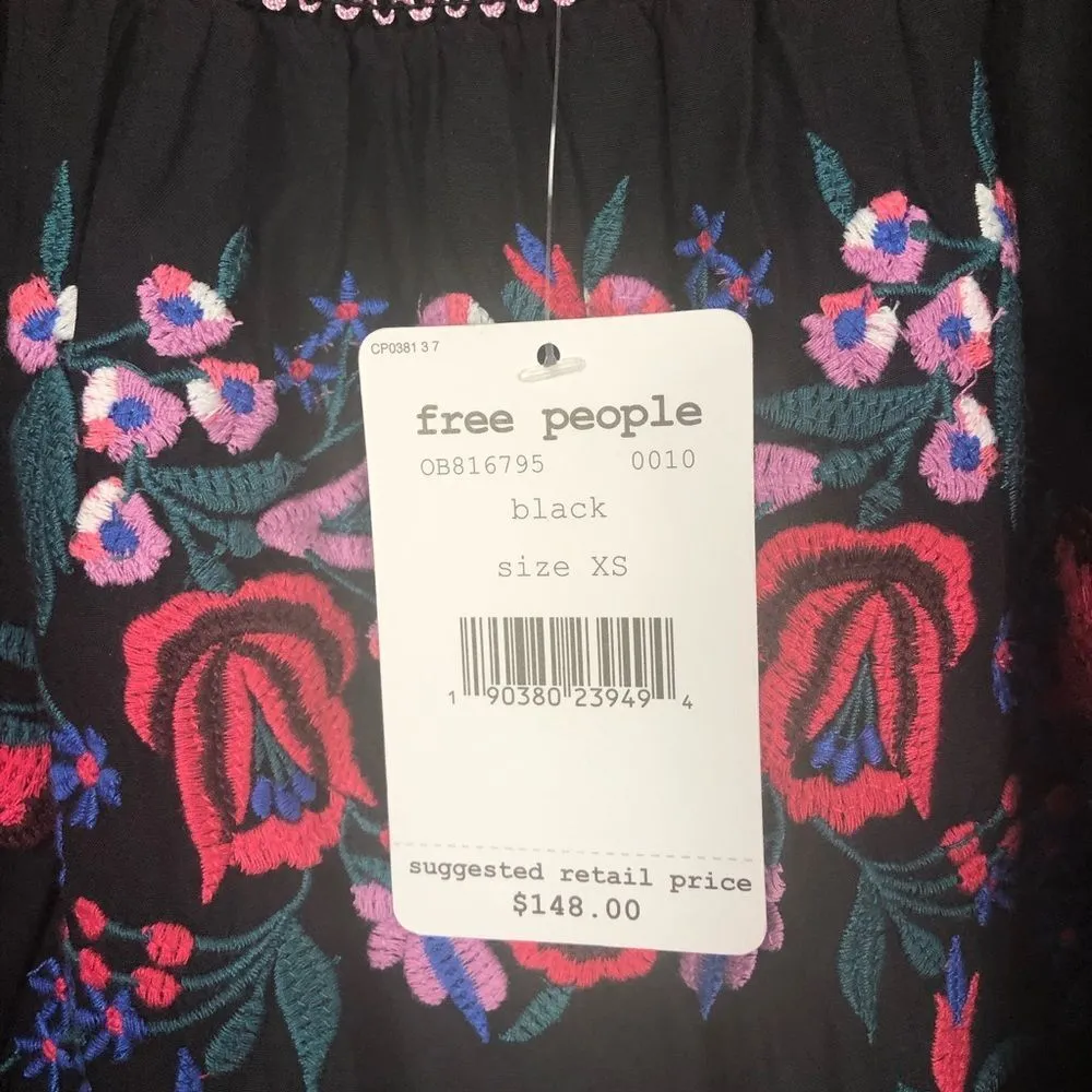 NEW Free People Sunbeams Dress Black Embroidered Boho Mini Dress XS - Image 5