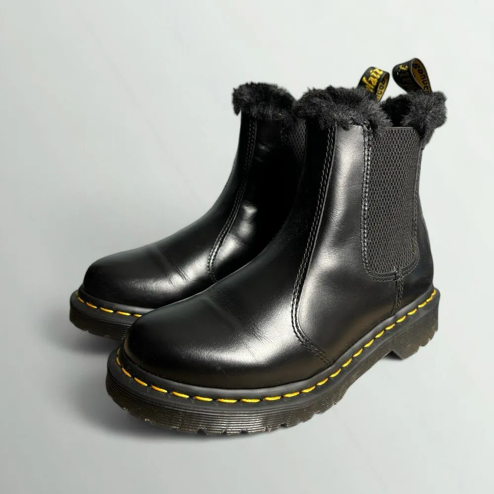 Dr. Martens 2976 Leonore Faux Fur Lined Leather Chelsea Boots in Dark Grey Atlas - Image 5