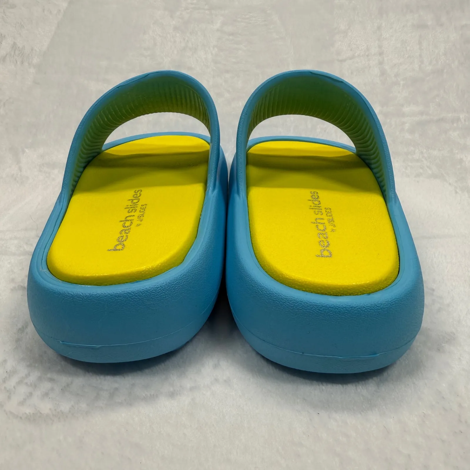 J/Slides Beach Slides Turquoise Yellow EVA Squish Sandals Comfort‎ Size 7M Blue - Image 8