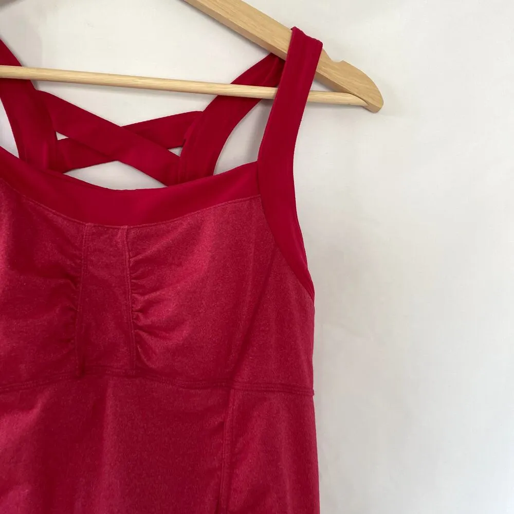 Athleta hot pink racerback tank top workout built in bra women's M barbiecore - Image 2