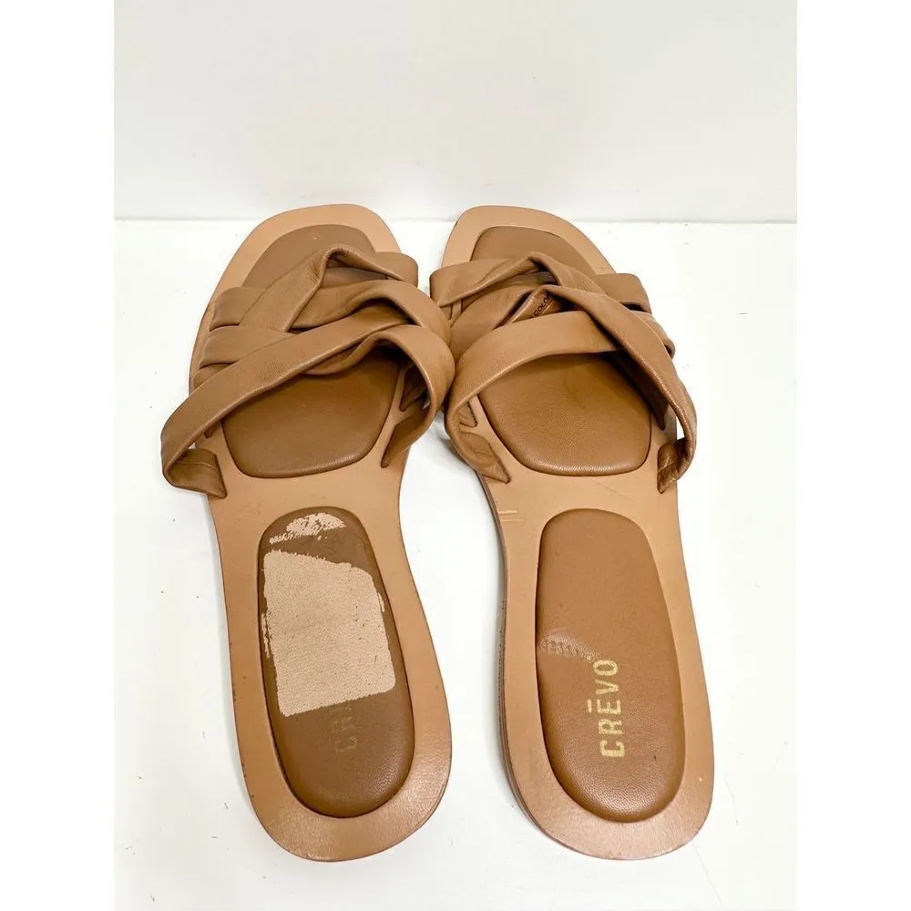 Crevo Sandals Womens Size 8.5 Brown Leather Slip On Slides‎ - Image 4