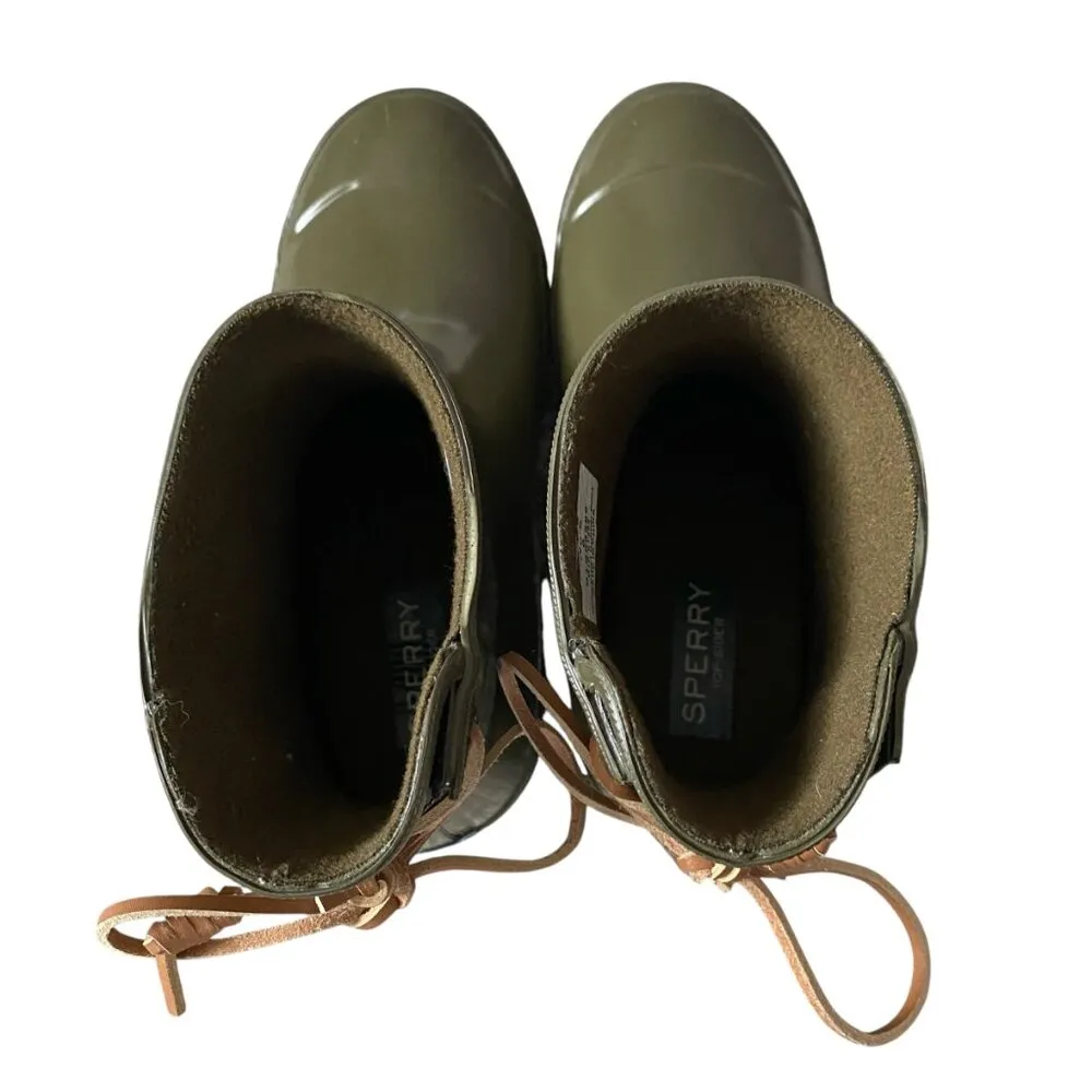 Top-Sider women's size 6 army green waterproof rubber rain boots footwear - Image 8