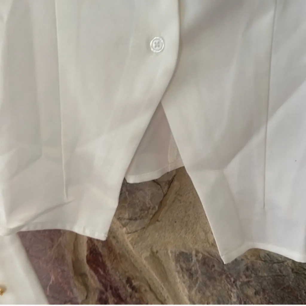 Commense Metal Button Cutout Polo Shirt size large White - Image 5