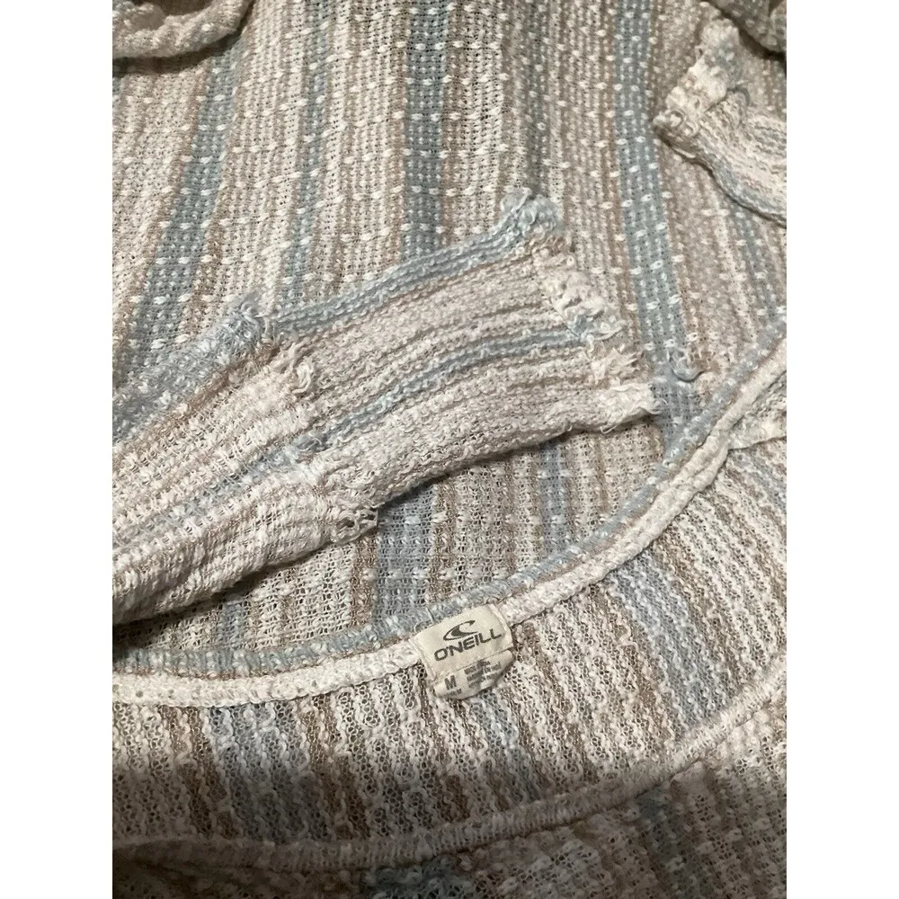 O’Neill Blue Striped Beach Knit Coverup Long Sleeve M - Image 6