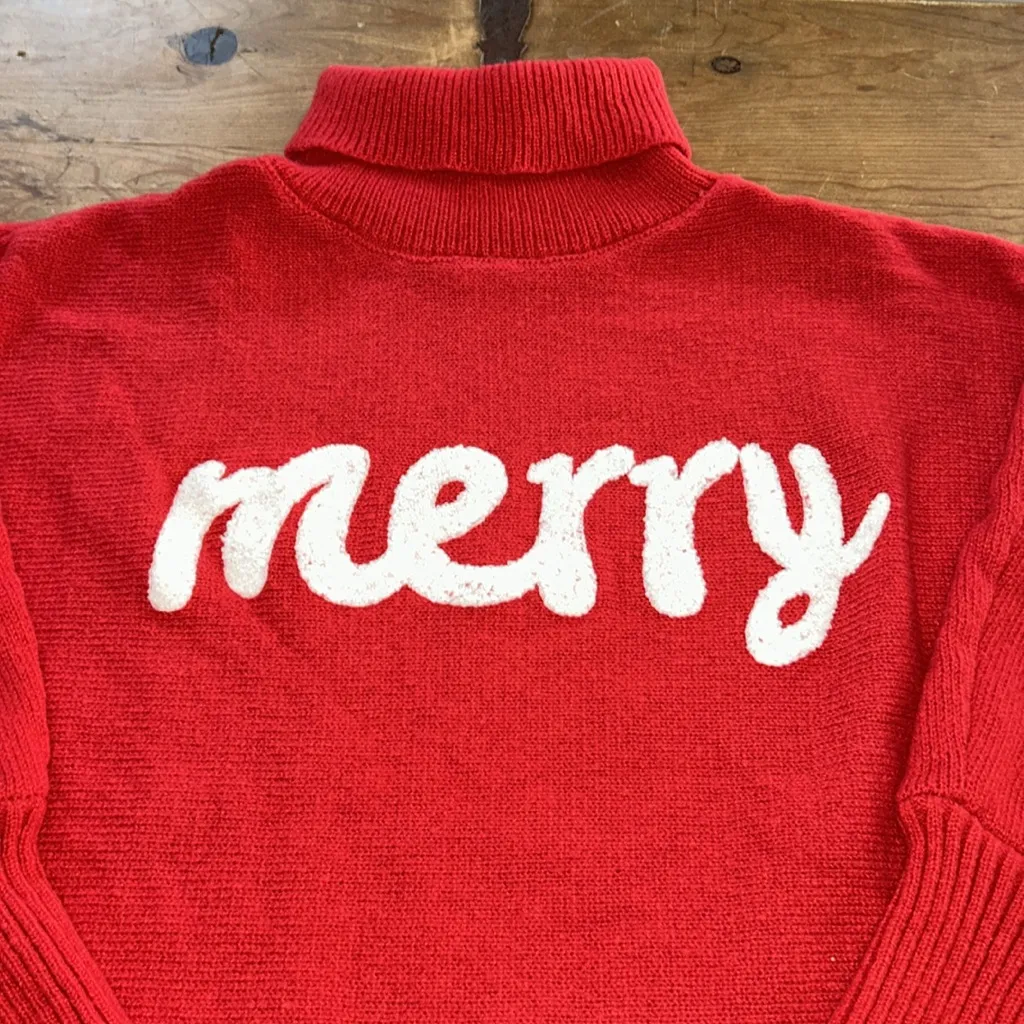 Holiday Christmas Red Turtleneck Sweater with 'Merry' Design Size undefined - Image 3