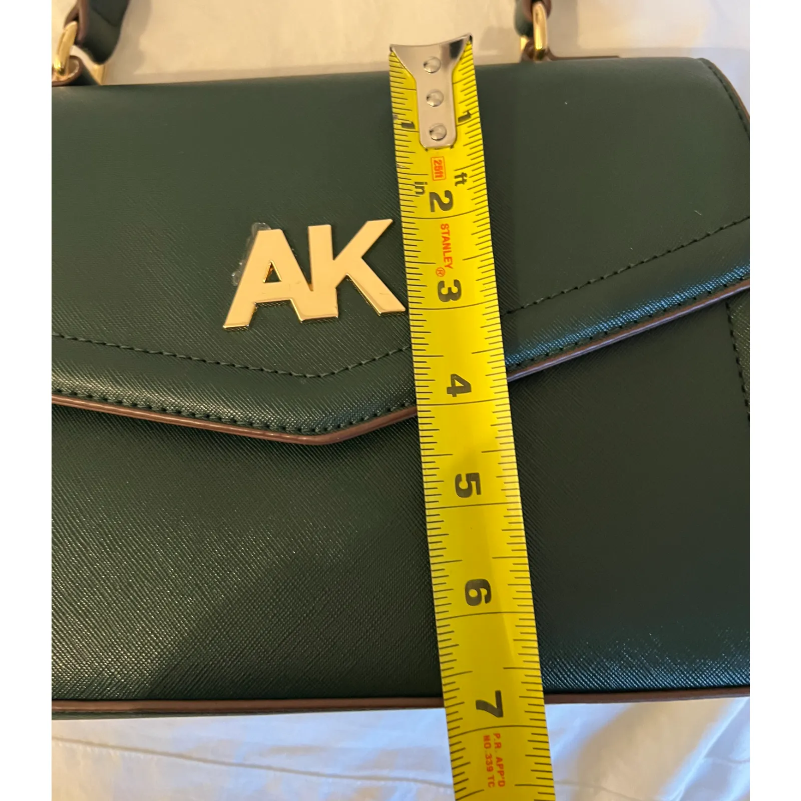 Anne Klein Purse Green Signature Top Handle Handbag Snap Close Zip Pocket - Image 10