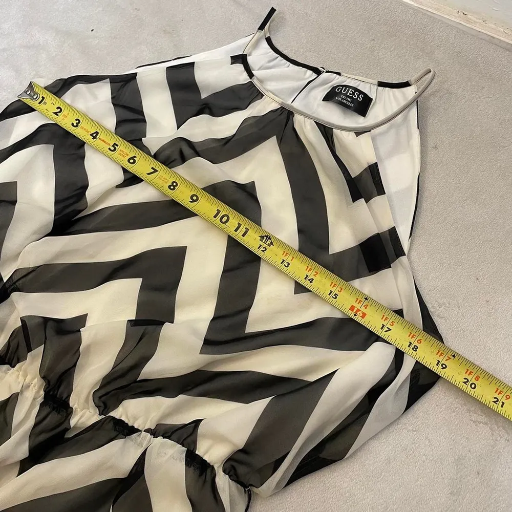 Vintage Y2K Guess Mini Dress Sheer Lined Tie Neck Size M - Image 8