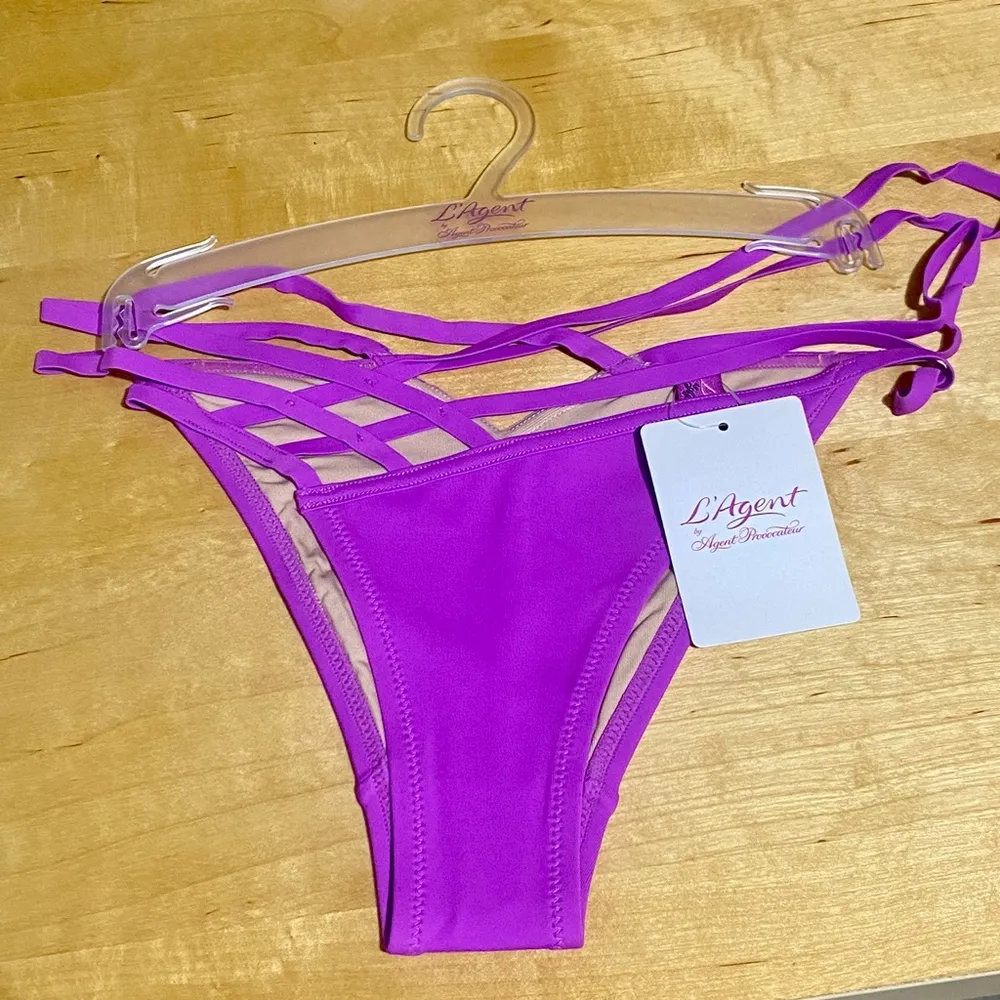 L'Agent by Agent Provocateur Melita Magenta Strappy Bikini Bottom Purple Size XS - Image 2