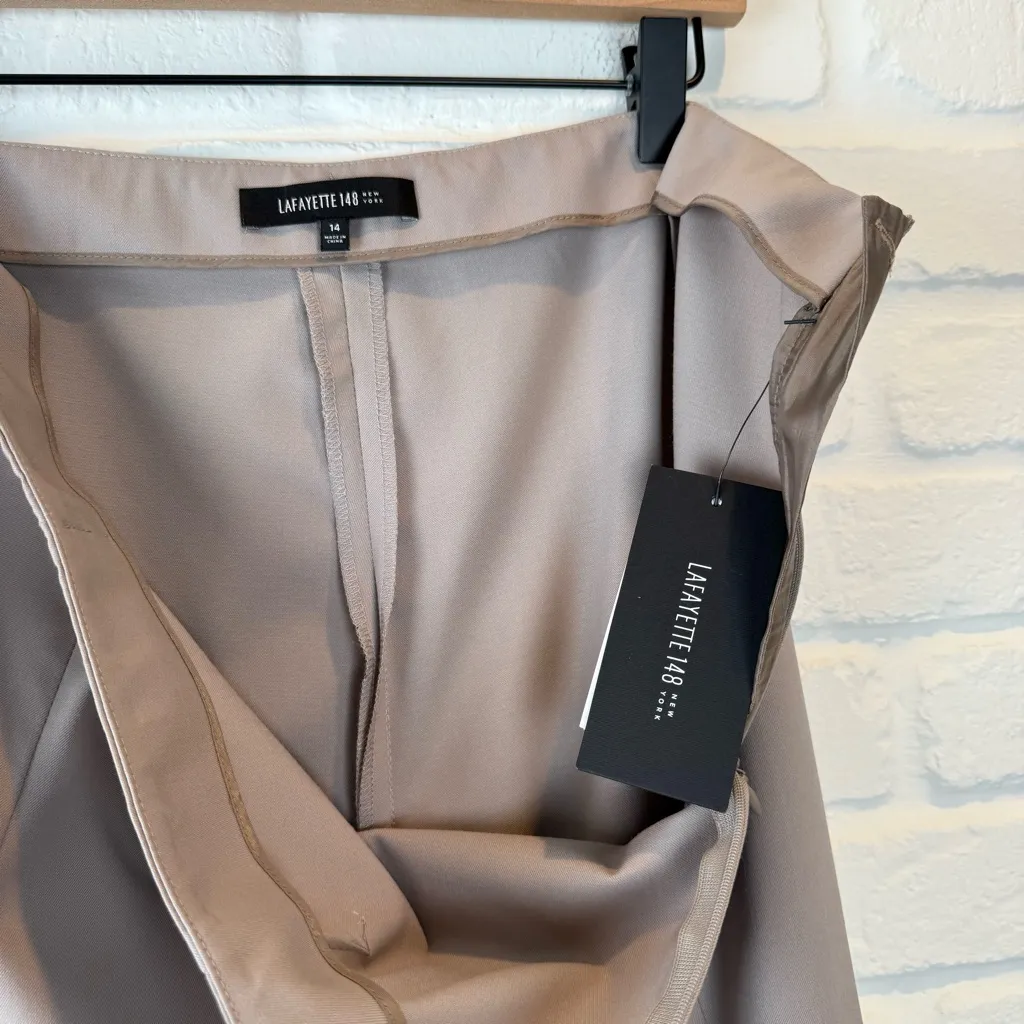 Lafayette 148 Stanton Trousers Khaki Tan Drift Side zip Pants Office NWT 14 - Image 2