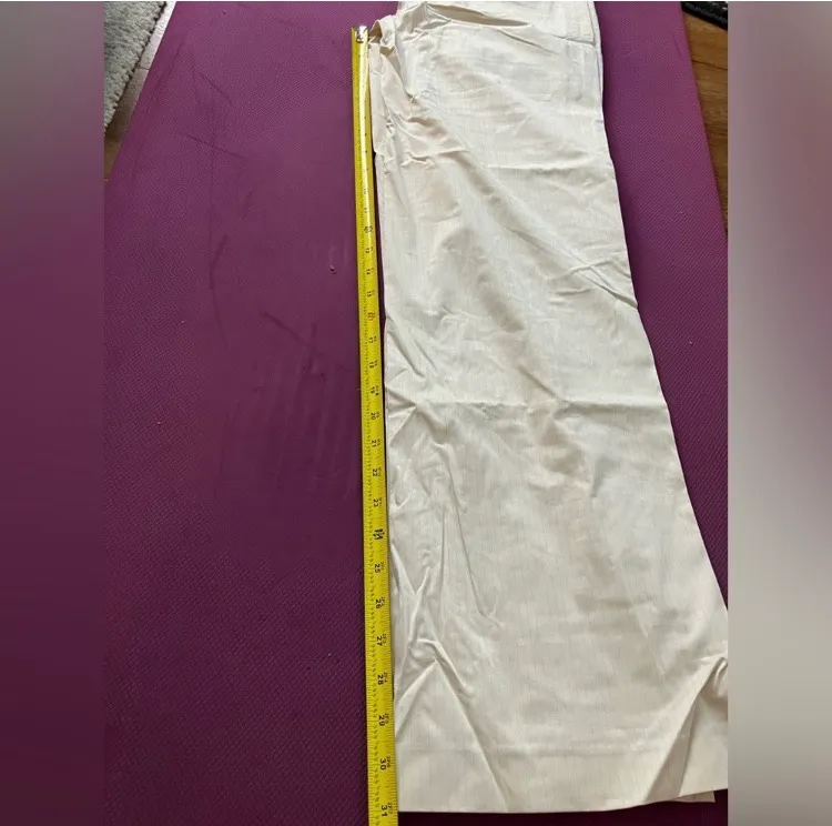 Entertainer Beige Striped Pants Bell Bottom Flares Dress Slacks Casual - Image 7