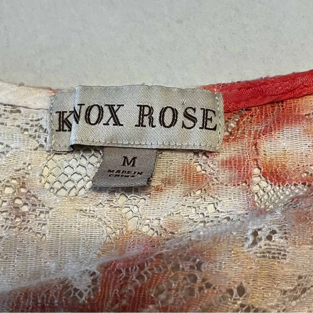 Knox Rose Womens Size Medium Shrimp Pink‎ Peach Tie Dye Top Shirt Boho Bohemian - Image 3