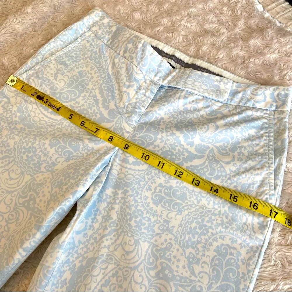 Y2K Express Baby Blue Wide Leg Capri Editor Pant Size 2 Paisley Vintage Vtg - Image 7