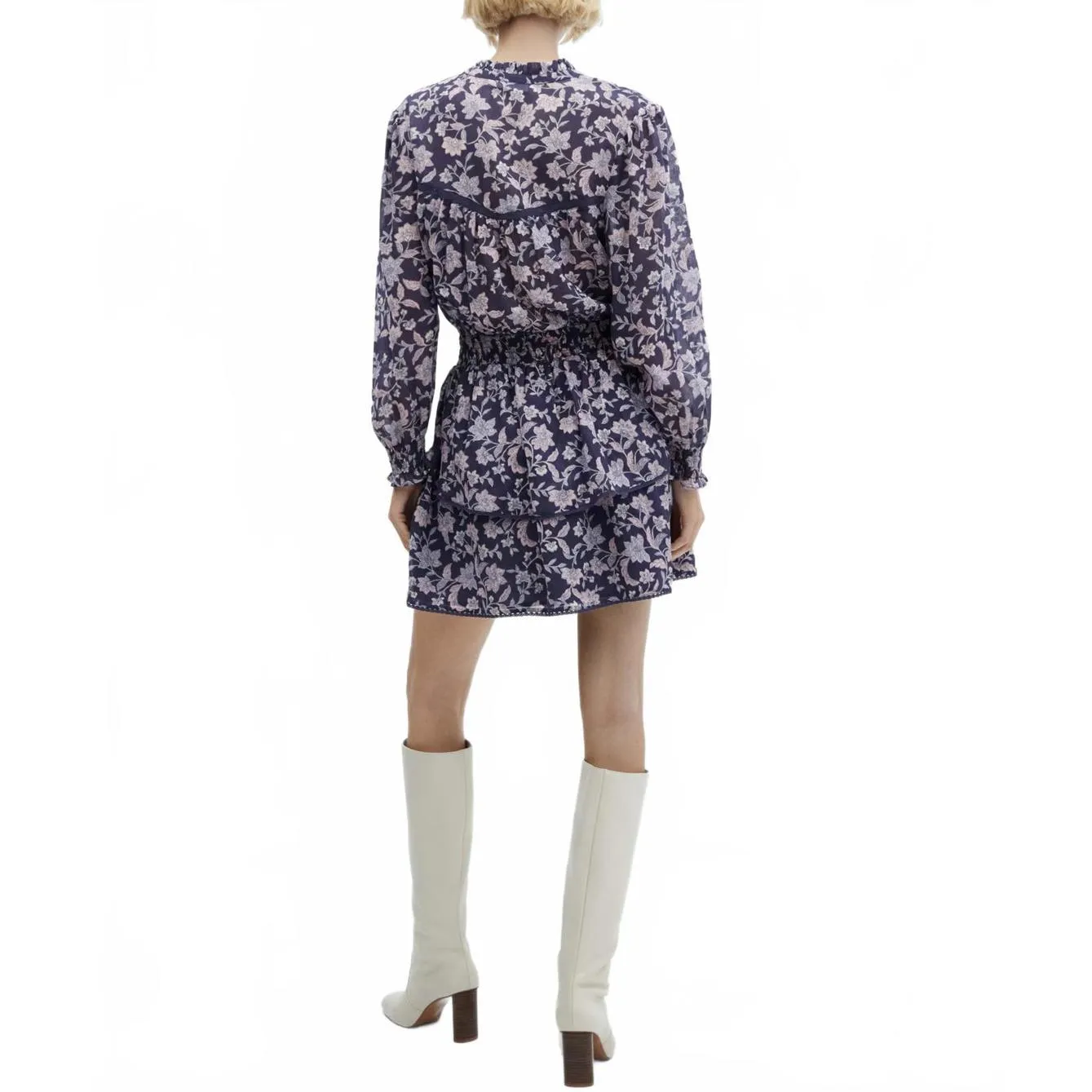 Mango Cotton Long Sleeve Floral Ruffled Dress Jimena Purple NWT Size 4/Small - Image 8