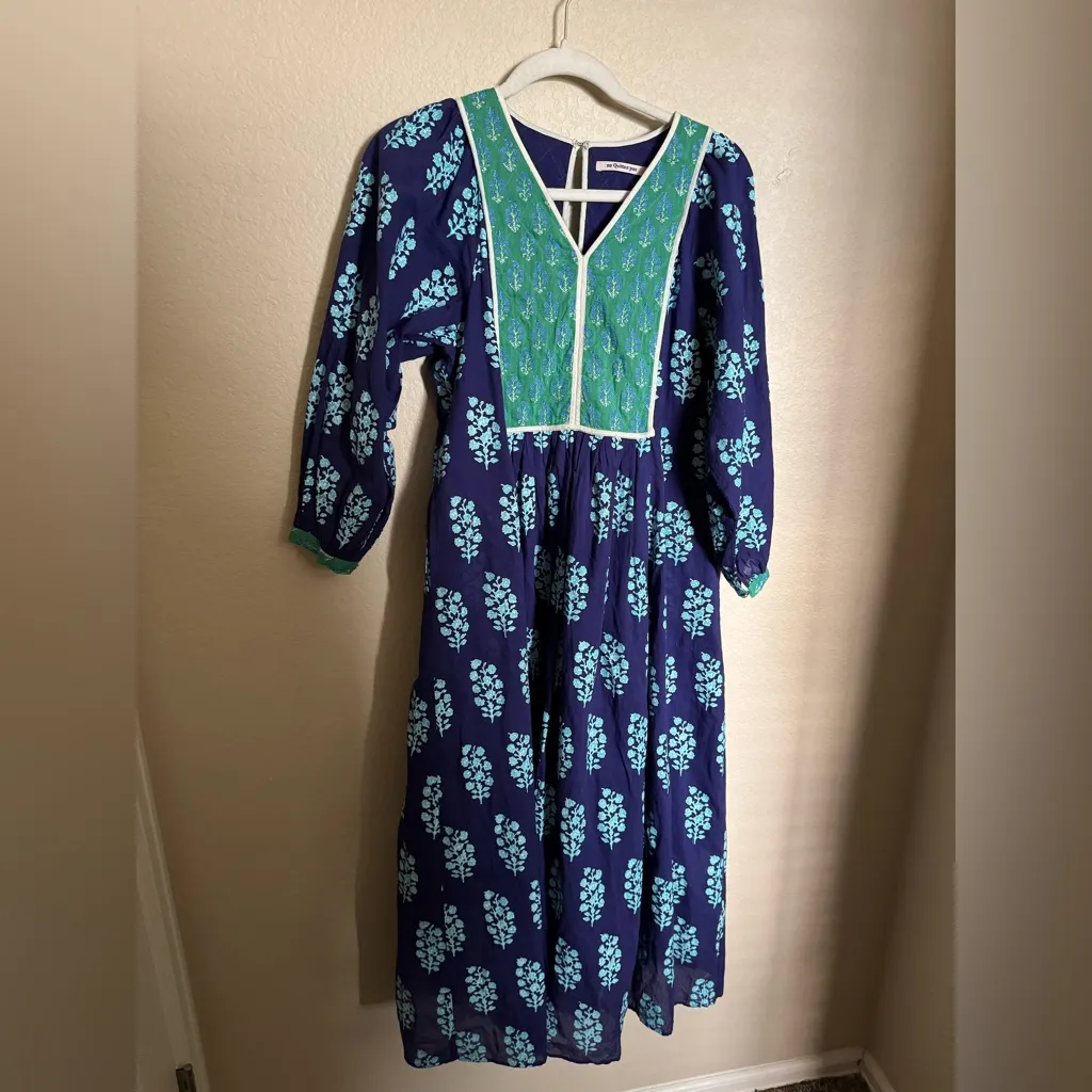 Ne Quittez Pas Cotton Buti Voile Ethnic Combination Print Gather Dress Sz‎ Small - Image 3