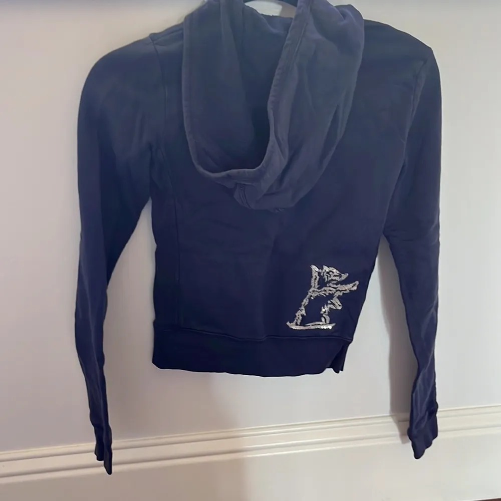 Juicy Couture | Jacket Zip Hoodie P/XS Navy Blue Silver Sequined Fleece - Image 4