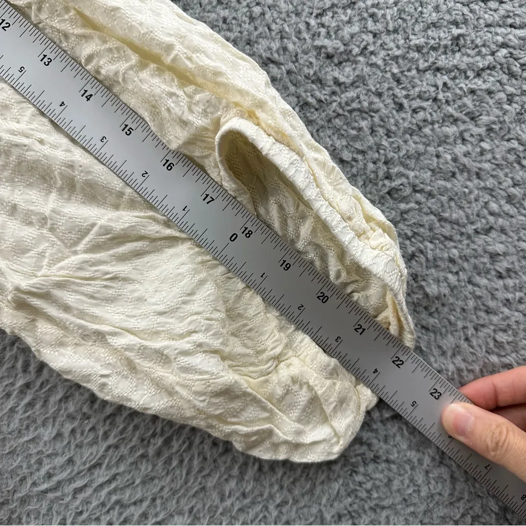 NWT Universal Thread 3/4 Balloon Sleeve Blouse Top Cream Peasant Boho‎ Ruffle S - Image 7