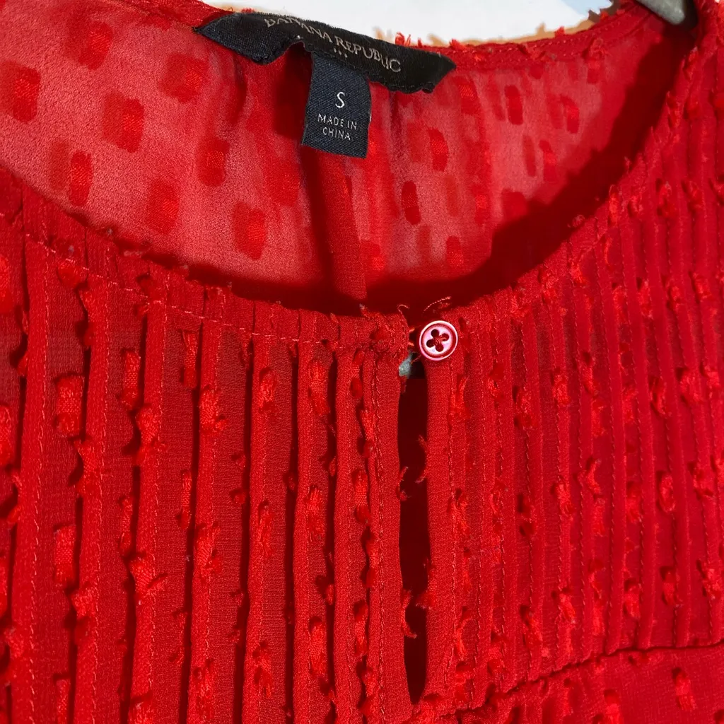 Banana Republic Swiss-Dot Long Sleeve Blouse Small - Image 3