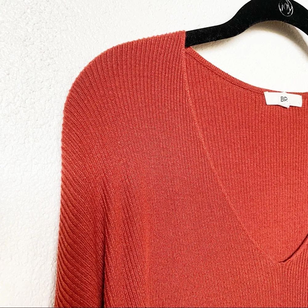 BP. V-Neck Pullover Sweater Red Ochre Size Small - Image 4