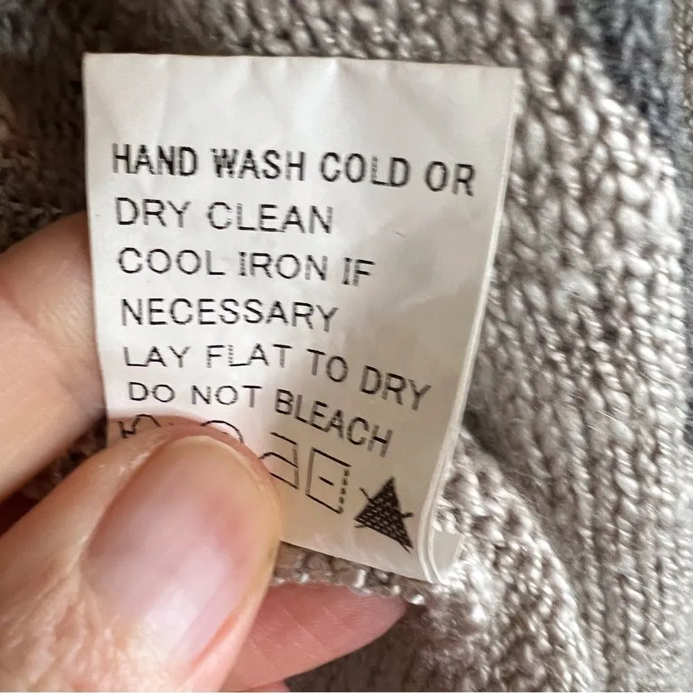 Fate Cream and Gray Boho Long Cardigan Wrap Art Deco Wool Blend Size Med - Image 9