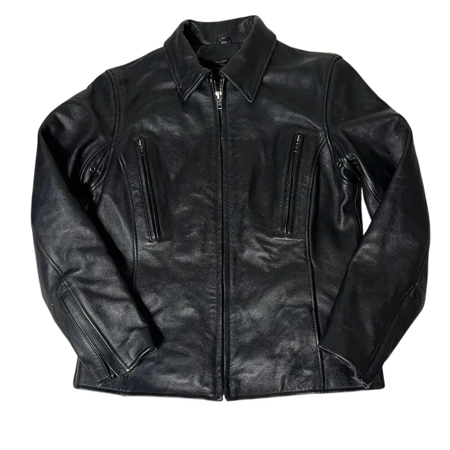FIRST LEATHER APPAREL Black Leather Motorcycle Jacket Zip Liner Womens Medium - Image 4