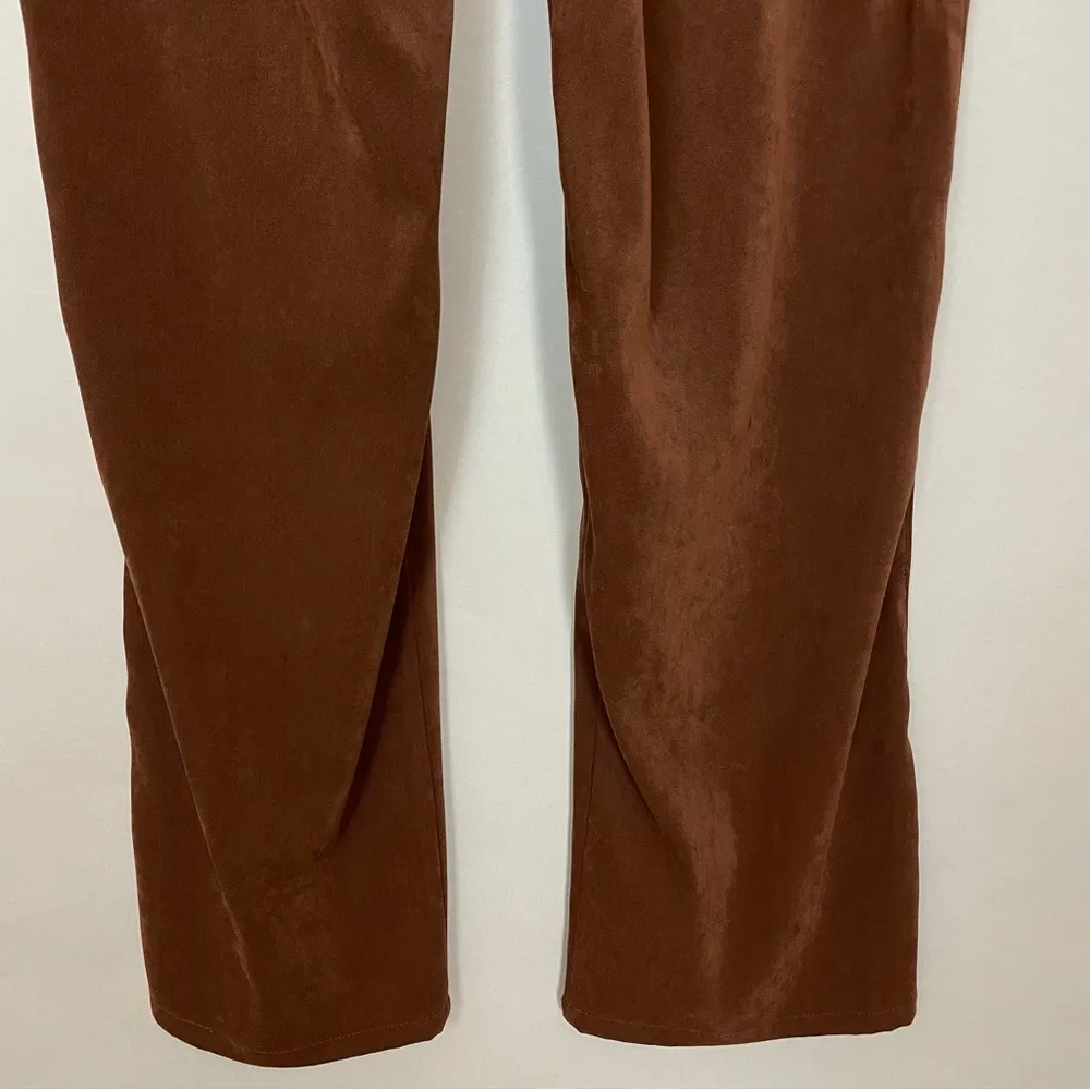 Nomadic Traders Pants Women Brown Faux Suede Texture Straight Leg Size 8 Stretch - Image 6