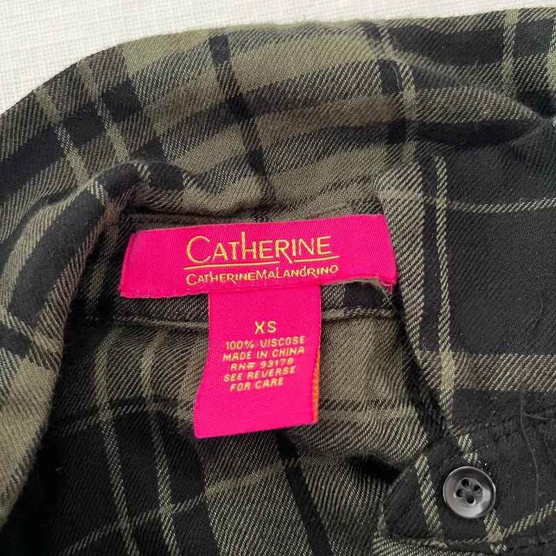 Catherine by Catherine Malandrino Green and Black Plaid Flannel Shirt‎ Dress - Image 2