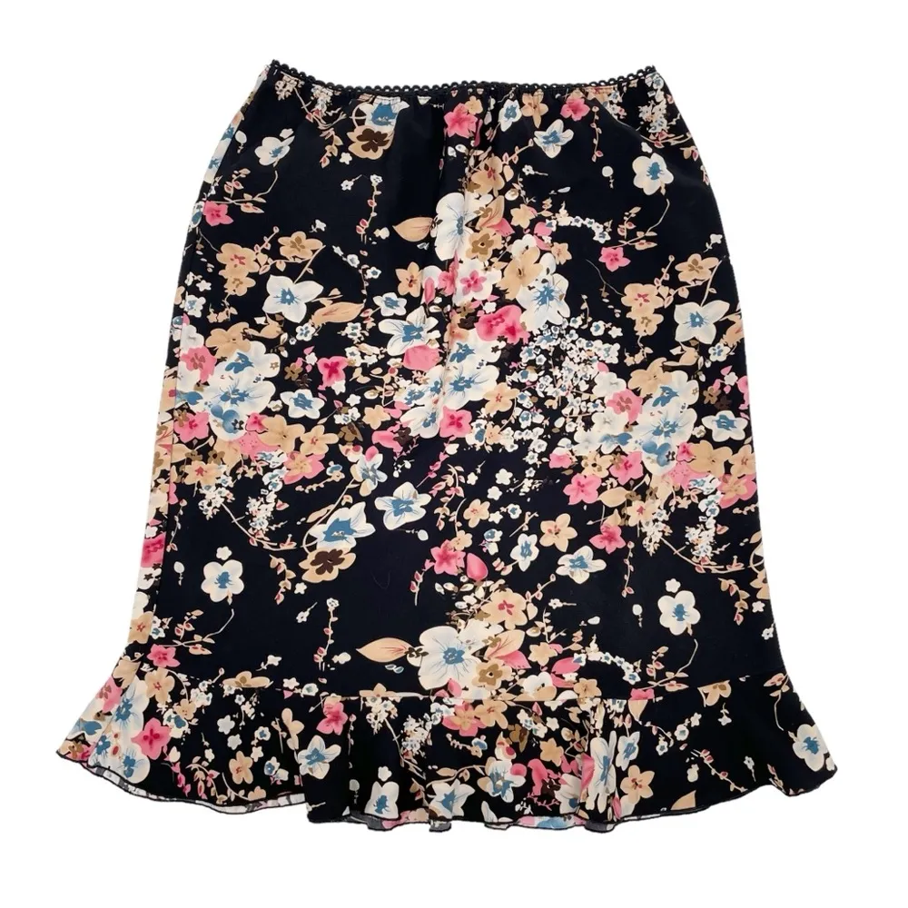 Vintage 90s Y2K Pantology Black Floral A - Image 2